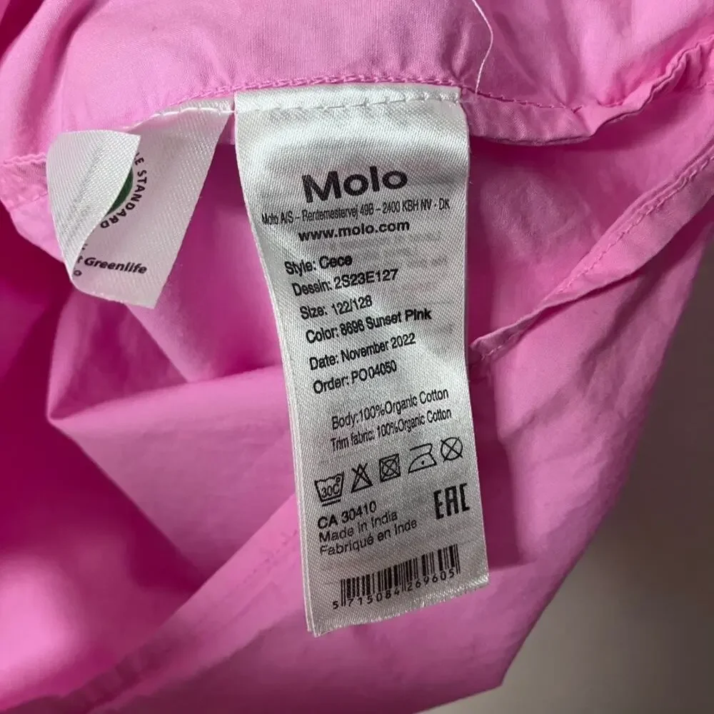 Molo Organic Cotton Dress 7/8 Girls Cece Minimalist Preppy
